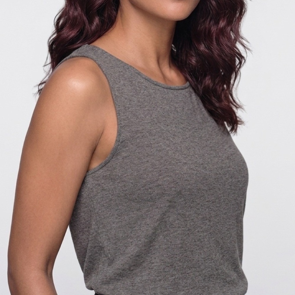 Eileen Fisher Tank Top Women Large Gray Tencel Lyocell High Low Hem Minimalist